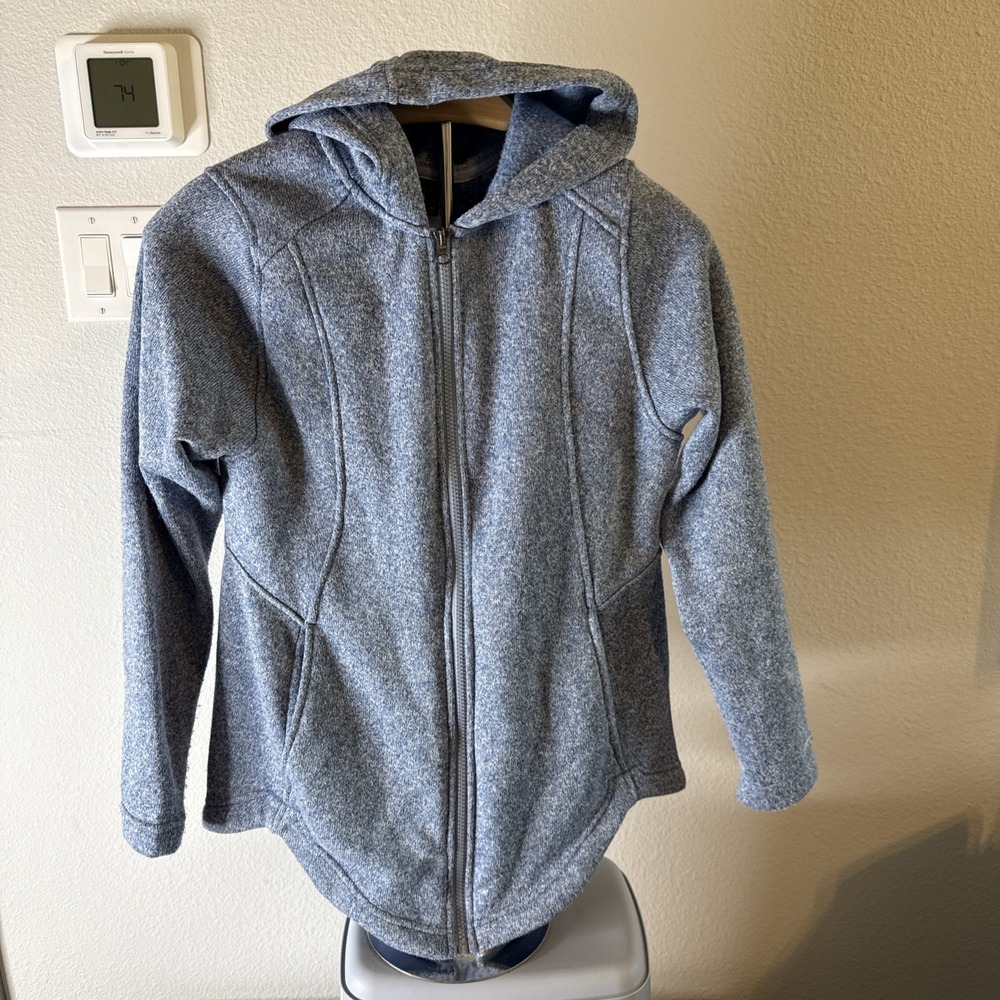 LL Bean Jacket Womens Small Gray Fleece Full Zip Long Sleeves Sweatshirt Hoodie